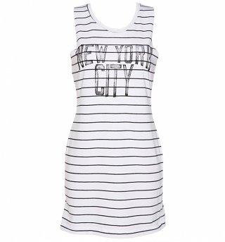 Women's White And Black Stripe New York City Vest Dress from Junk Food Women's White And Black Stripe New York City Vest Dress from Junk Food