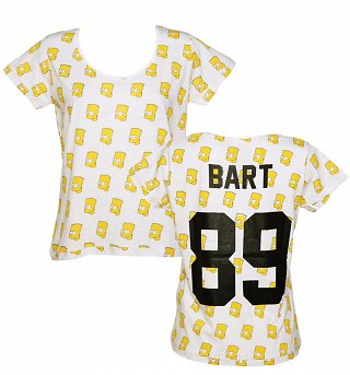 Women's White Bart Simpson 89 All Over Print T-Shirt from Eleven Paris Women's White Bart Simpson 89 All Over Print T-Shirt from Eleven Paris