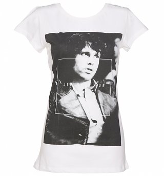 Women's White Jim Morrisson Photographic T-Shirt from Amplified Women's White Jim Morrisson Photographic T-Shirt from Amplified