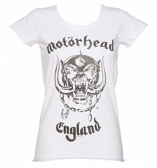Women's White Motorhead England T-Shirt from Amplified Women's White Motorhead England T-Shirt from Amplified