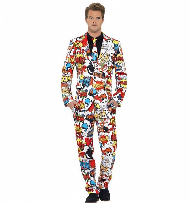 Men's Comic Art Suit And Tie from Stand Out Suits