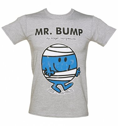 Men's Grey Mr Bump Mr Men T-Shirt Men's Grey Mr Bump Mr Men T-Shirt