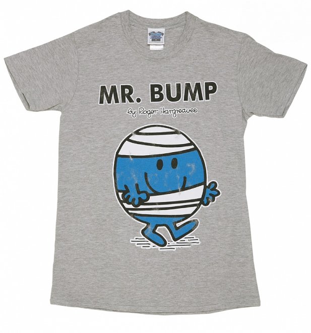 Men's Grey Mr Bump Mr Men T-Shirt Men's Grey Mr Bump Mr Men T-Shirt