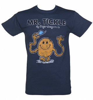 Men's Navy Mr Tickle Mr Men Heavyweight T-Shirt Men's Navy Mr Tickle Mr Men Heavyweight T-Shirt