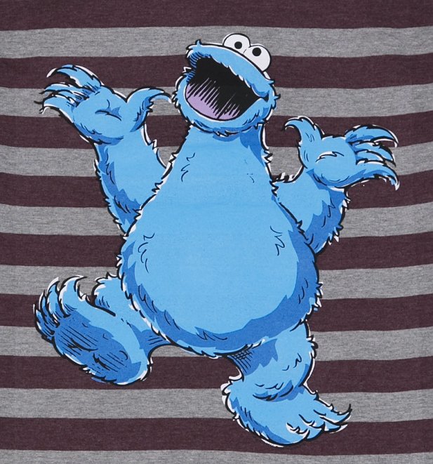 Men's Sesame Street Cookie Monster Striped T-Shirt Men's Sesame Street Cookie Monster Striped T-Shirt