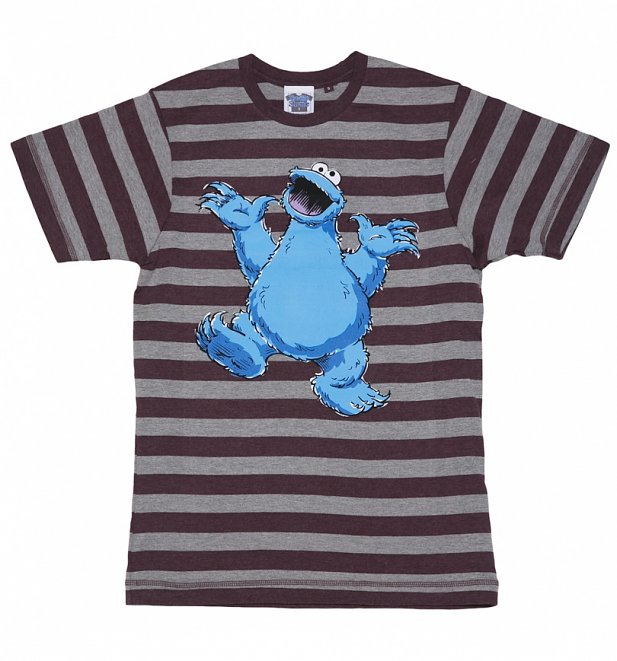Men's Sesame Street Cookie Monster Striped T-Shirt Men's Sesame Street Cookie Monster Striped T-Shirt