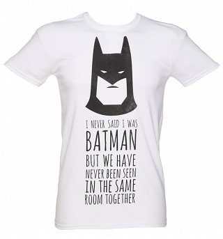 Men's White DC Comics Batman Slogan T-Shirt Men's White DC Comics Batman Slogan T-Shirt