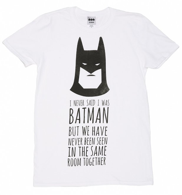 Men's White DC Comics Batman Slogan T-Shirt Men's White DC Comics Batman Slogan T-Shirt