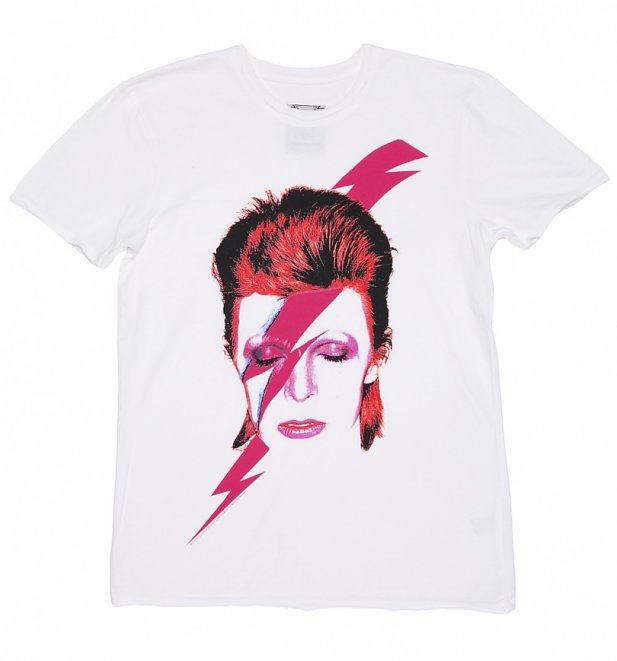 Men's White David Bowie Aladdin Sane T-Shirt from Amplified Men's White David Bowie Aladdin Sane T-Shirt from Amplified