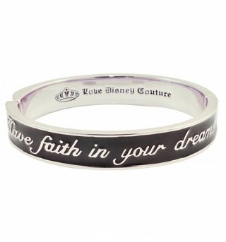 Platinum Plated Black Enamel Have Faith In Your Dreams Cinderella Bangle from Disney Couture Platinum Plated Black Enamel Have Faith In Your Dreams Cinderella Bangle from Disney Couture