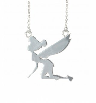 Platinum Plated Silhouette Flying Tinker Bell Necklace from Disney Couture Platinum Plated Silhouette Flying Tinker Bell Necklace from Disney Couture