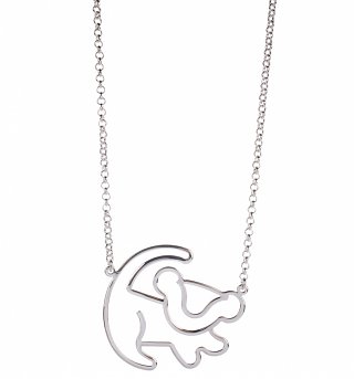 Platinum Plated Simba Outline Lion King Necklace from Disney Couture Platinum Plated Simba Outline Lion King Necklace from Disney Couture