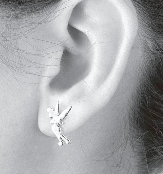 Platinum Plated Tinker Bell Silhouette Stud Earrings from Disney Couture Platinum Plated Tinker Bell Silhouette Stud Earrings from Disney Couture