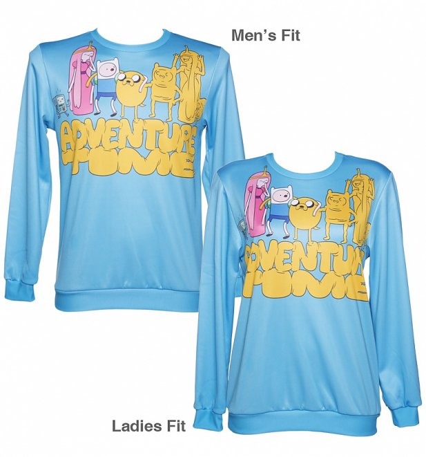 Unisex Blue Adventure Time Characters Sweater from Mr Gugu & Miss Go Unisex Blue Adventure Time Characters Sweater from Mr Gugu & Miss Go