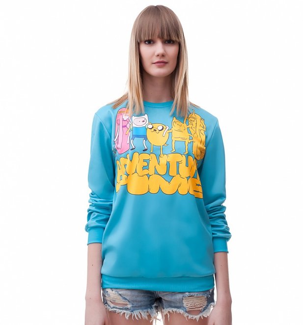 Unisex Blue Adventure Time Characters Sweater from Mr Gugu & Miss Go Unisex Blue Adventure Time Characters Sweater from Mr Gugu & Miss Go