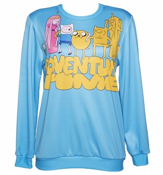 Unisex Blue Adventure Time Characters Sweater from Mr Gugu & Miss Go Unisex Blue Adventure Time Characters Sweater from Mr Gugu & Miss Go