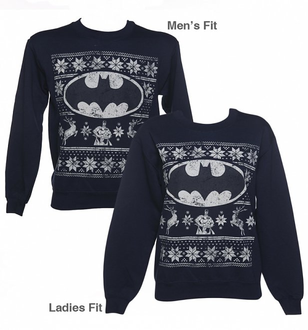 Unisex Navy DC Comics Batman Fair Isle Christmas Sweater Unisex Navy DC Comics Batman Fair Isle Christmas Sweater