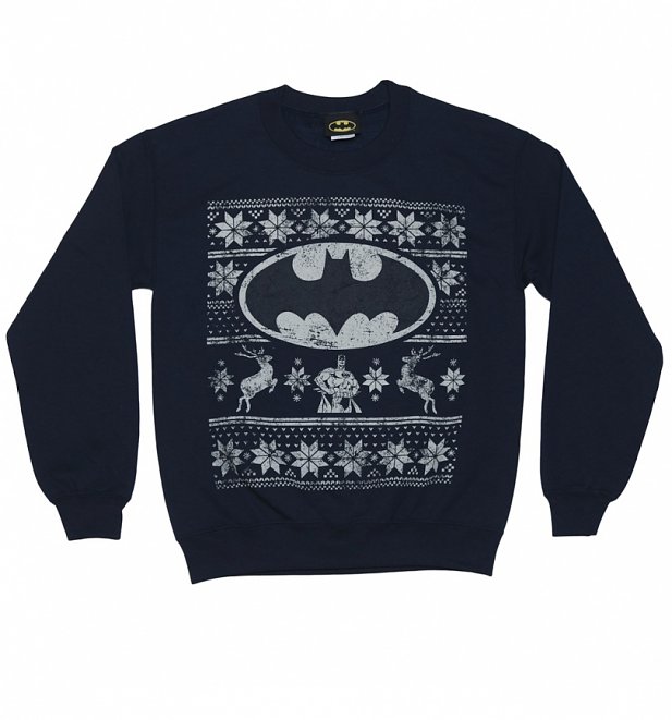 Unisex Navy DC Comics Batman Fair Isle Christmas Sweater Unisex Navy DC Comics Batman Fair Isle Christmas Sweater