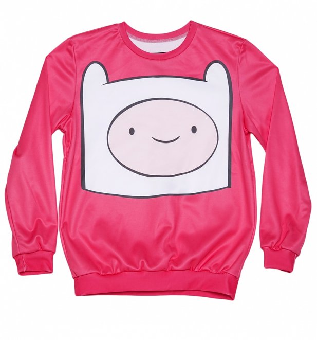 Unisex Pink Finn Face Adventure Time Sweater from Mr Gugu & Miss Go Unisex Pink Finn Face Adventure Time Sweater from Mr Gugu & Miss Go