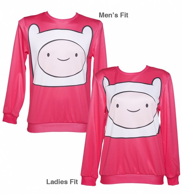 Unisex Pink Finn Face Adventure Time Sweater from Mr Gugu & Miss Go Unisex Pink Finn Face Adventure Time Sweater from Mr Gugu & Miss Go