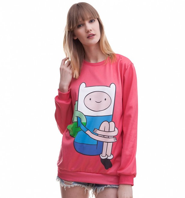 Unisex Pink Finn Face Adventure Time Sweater from Mr Gugu & Miss Go Unisex Pink Finn Face Adventure Time Sweater from Mr Gugu & Miss Go