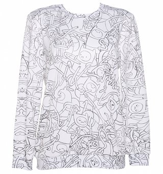 Unisex White Adventure Time Finn All Over Print Sweater from Mr Gugu & Miss Go Unisex White Adventure Time Finn All Over Print Sweater from Mr Gugu & Miss Go
