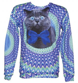 Unisex Psychedelic Crazy Cat Jumper from Mr Gugu & Miss Go Unisex Psychedelic Crazy Cat Jumper from Mr Gugu & Miss Go