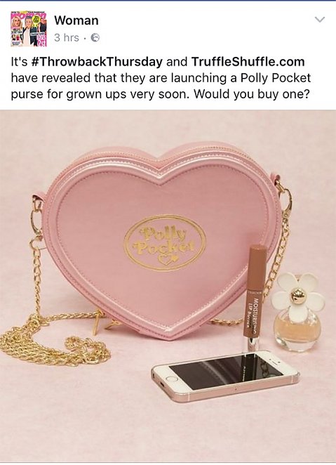 Pink Polly Pocket Heart Shaped Cross Body Bag