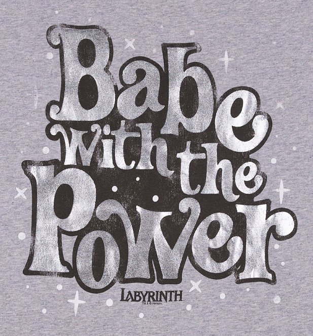 Women's Labyrinth Babe With The Power Heather Grey And Indigo Raglan Baseball T-Shirt Women's Labyrinth Babe With The Power Heather Grey And Indigo Raglan Baseball T-Shirt