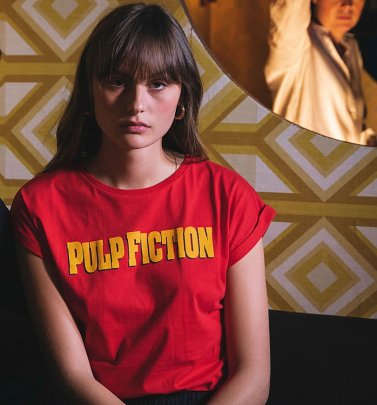Women's Red Pulp Fiction Logo Organic Cotton T-Shirt from Dedicated Women's Red Pulp Fiction Logo Organic Cotton T-Shirt from Dedicated