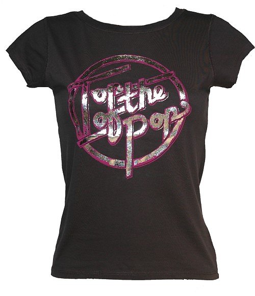 Black Ladies Top Of The Pops Logo T-Shirt from Famous Forever