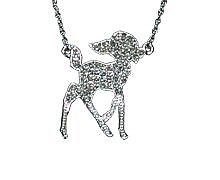 Silver Plated Pave Crystal Bambi Necklace from Disney Couture Silver Plated Pave Crystal Bambi Necklace from Disney Couture